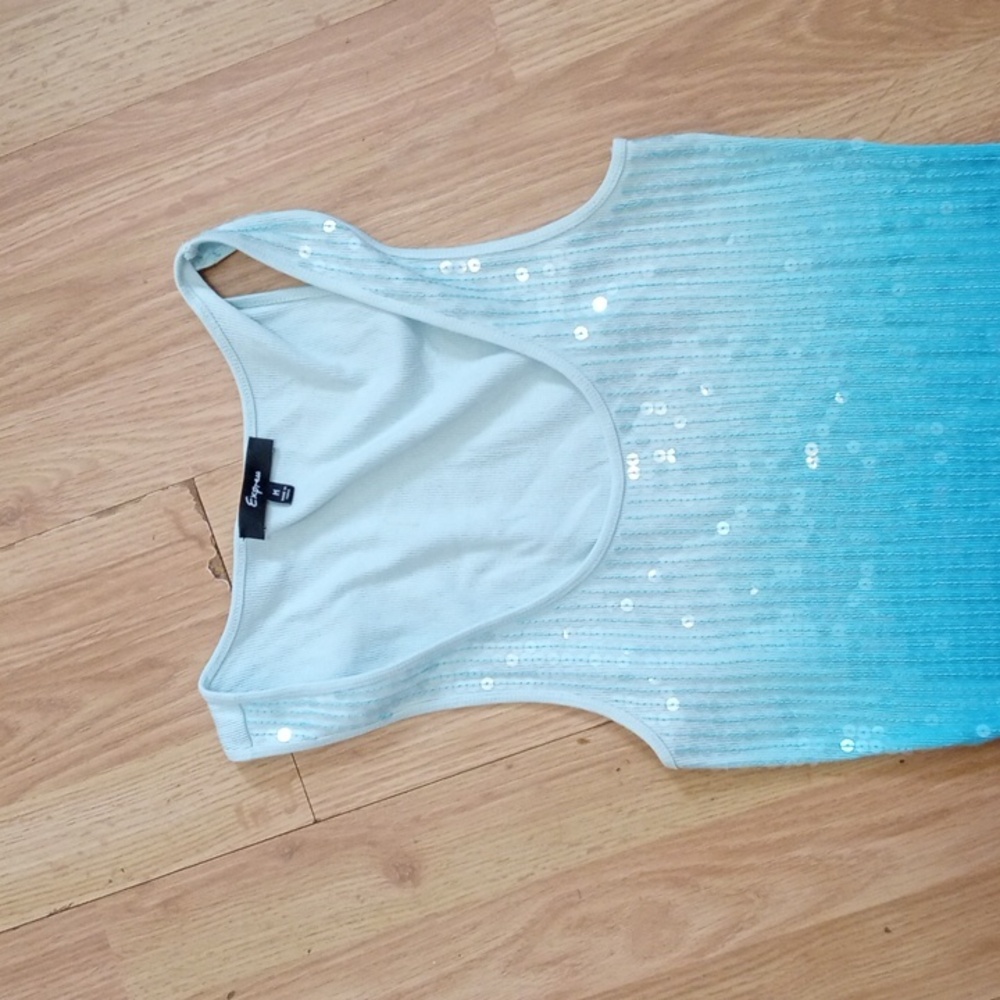 GUC Express sequined Ombre blue sequin tank top size medium - Picture 2 of 5